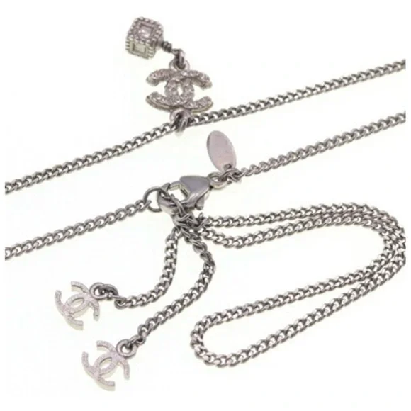 CHANEL CoCo Silver Mark Crystal Necklace